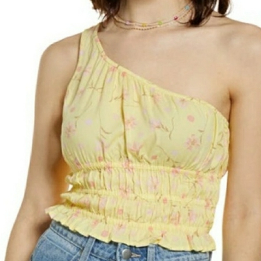 BP Nordstrom Women’s Smocked Waist One Shoulder Crop Top Size 1X